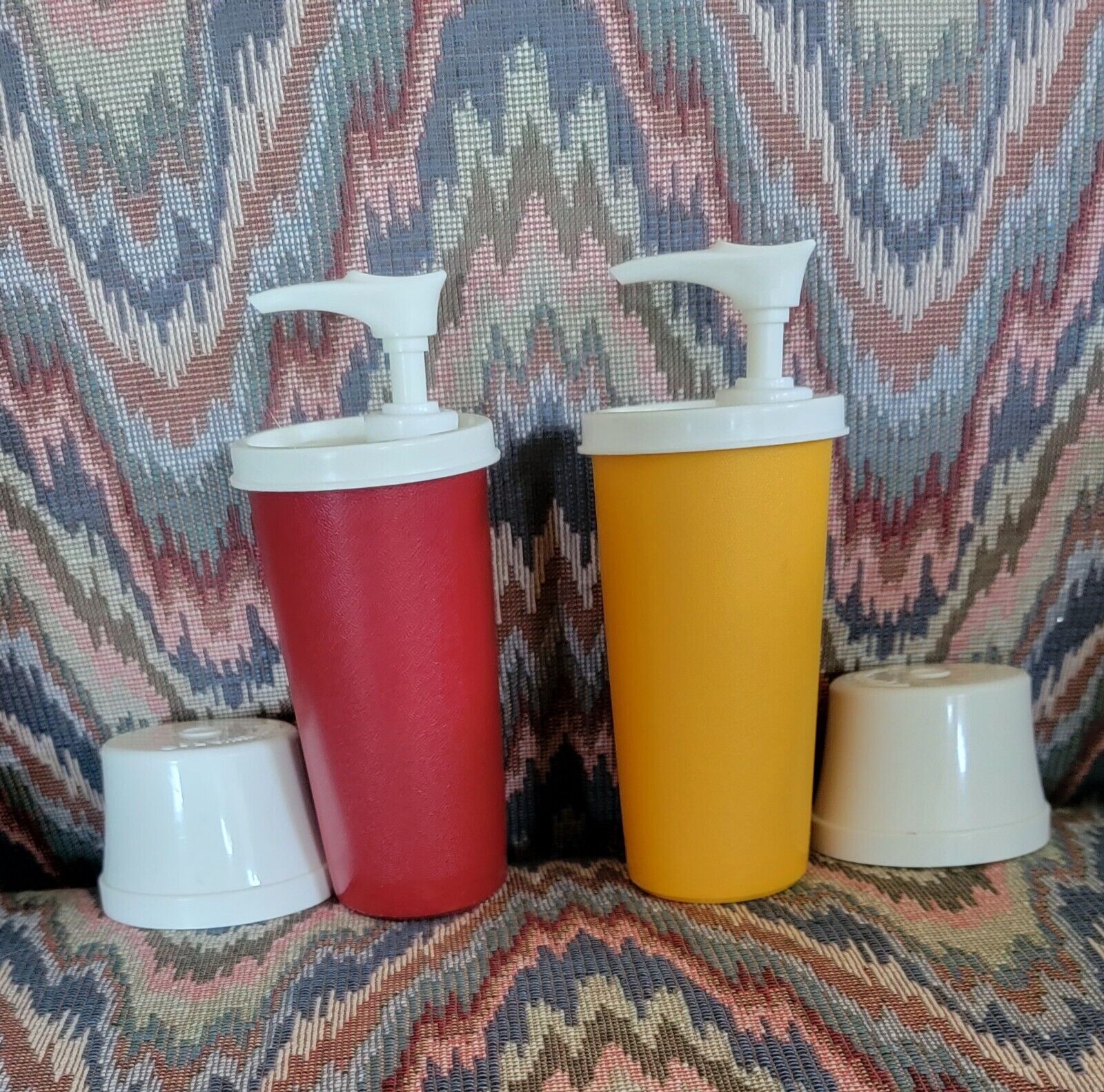 Tupperware Vintage Ketchup and Mustard Pump Dispensers 