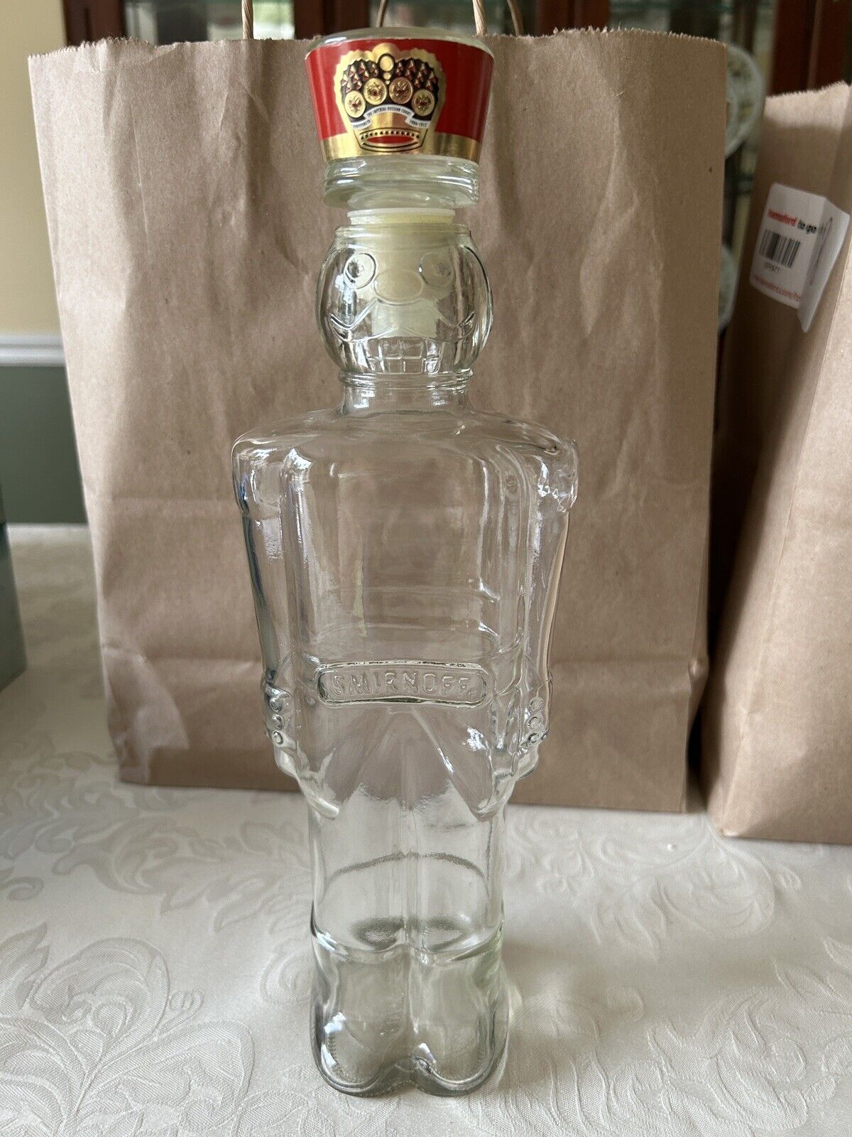 Smirnoff Nutcracker Glass Bottle Decanter With Stopper - 1997 - 12.5\