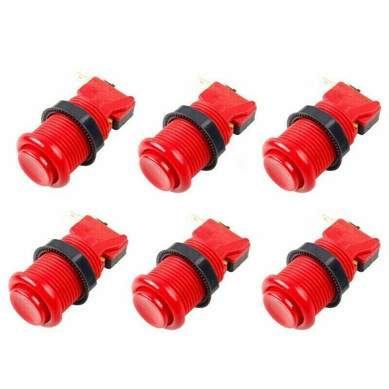 6Pcs Arcade Game HAPP Style Push Button with Microswitch For JAMMA MAME DIY Red