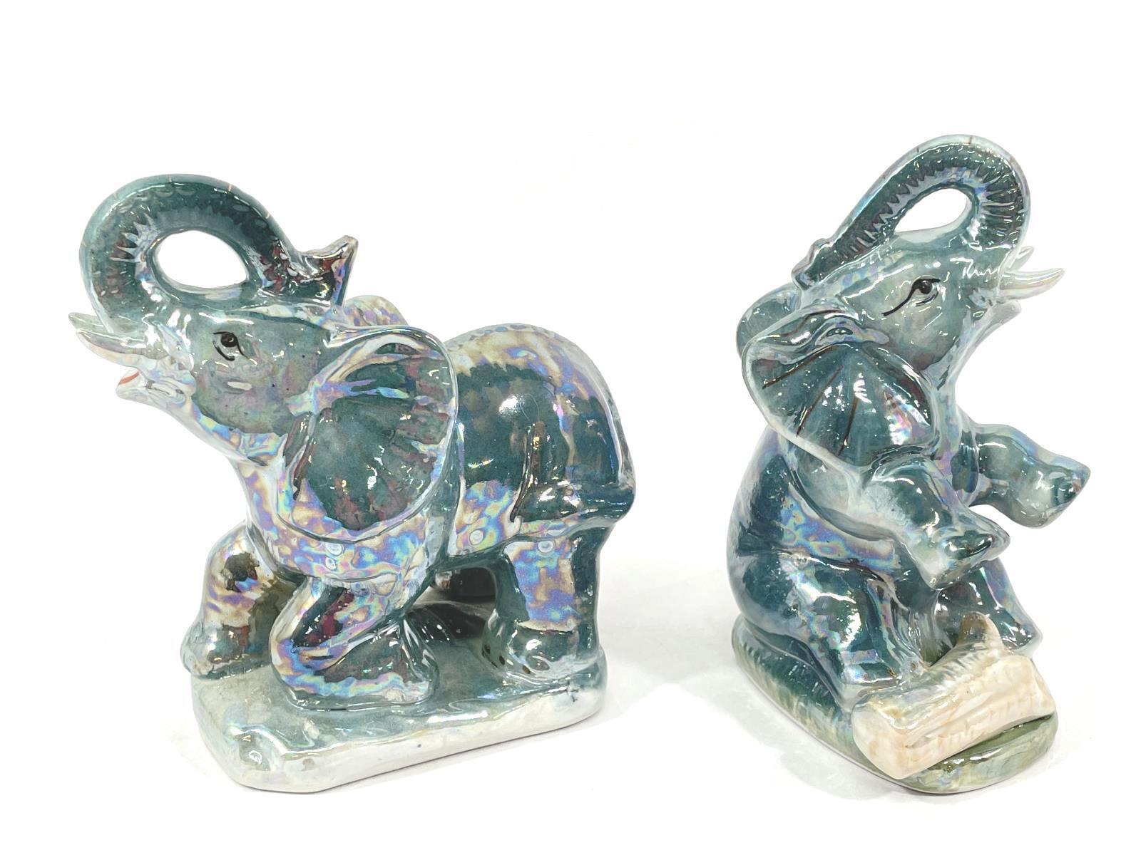 Set Of 2 K\'s Collection Iridescent Blue Elephant Figurines
