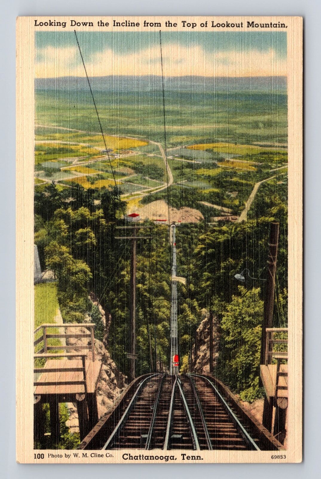 Chattanooga TN-Tennessee, Looking Down Incline Lookout Mountain Vintage Postcard