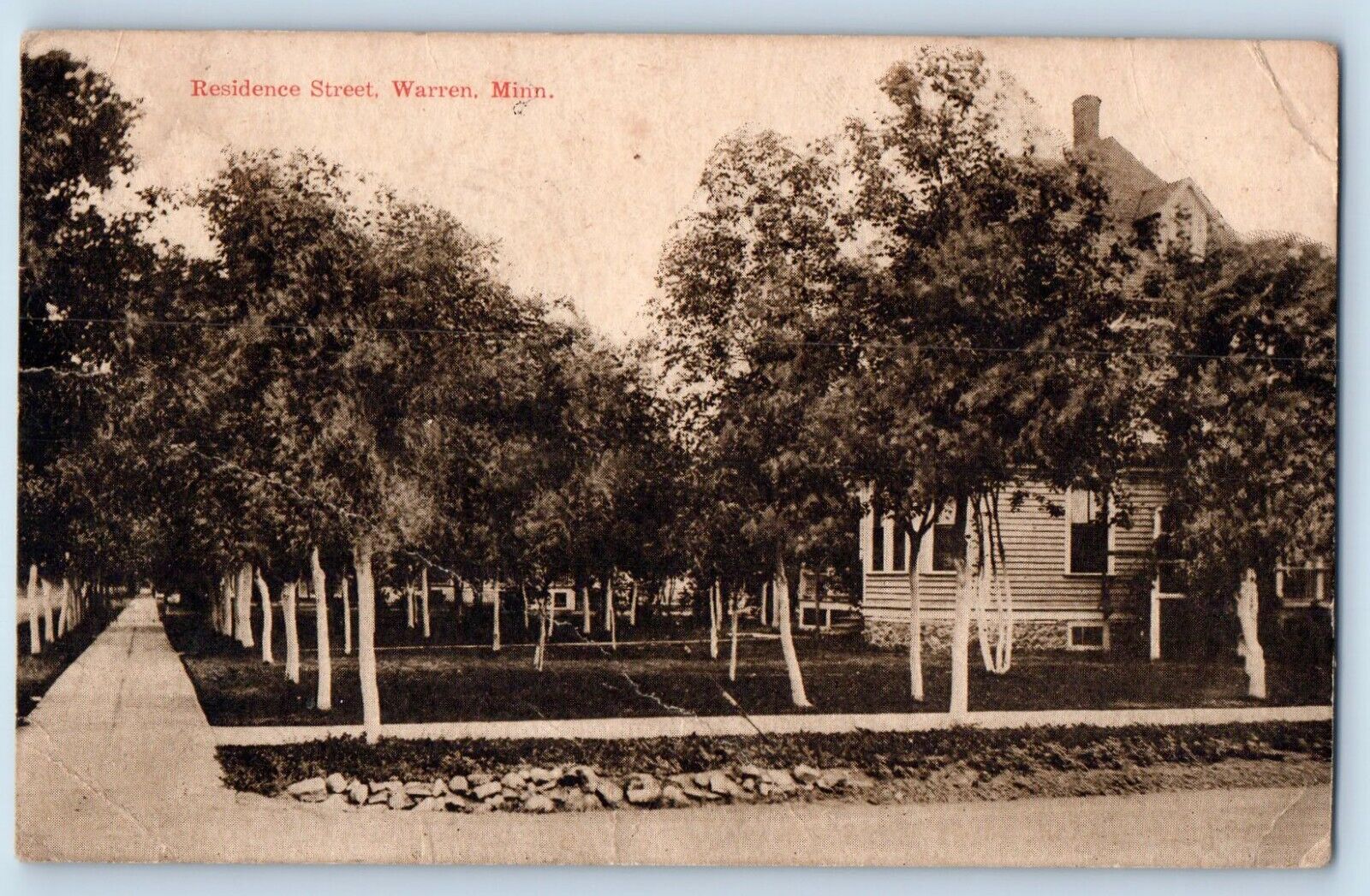 Warren Minnesota Postcard Residence Street Exterior Building View c1910 Vintage