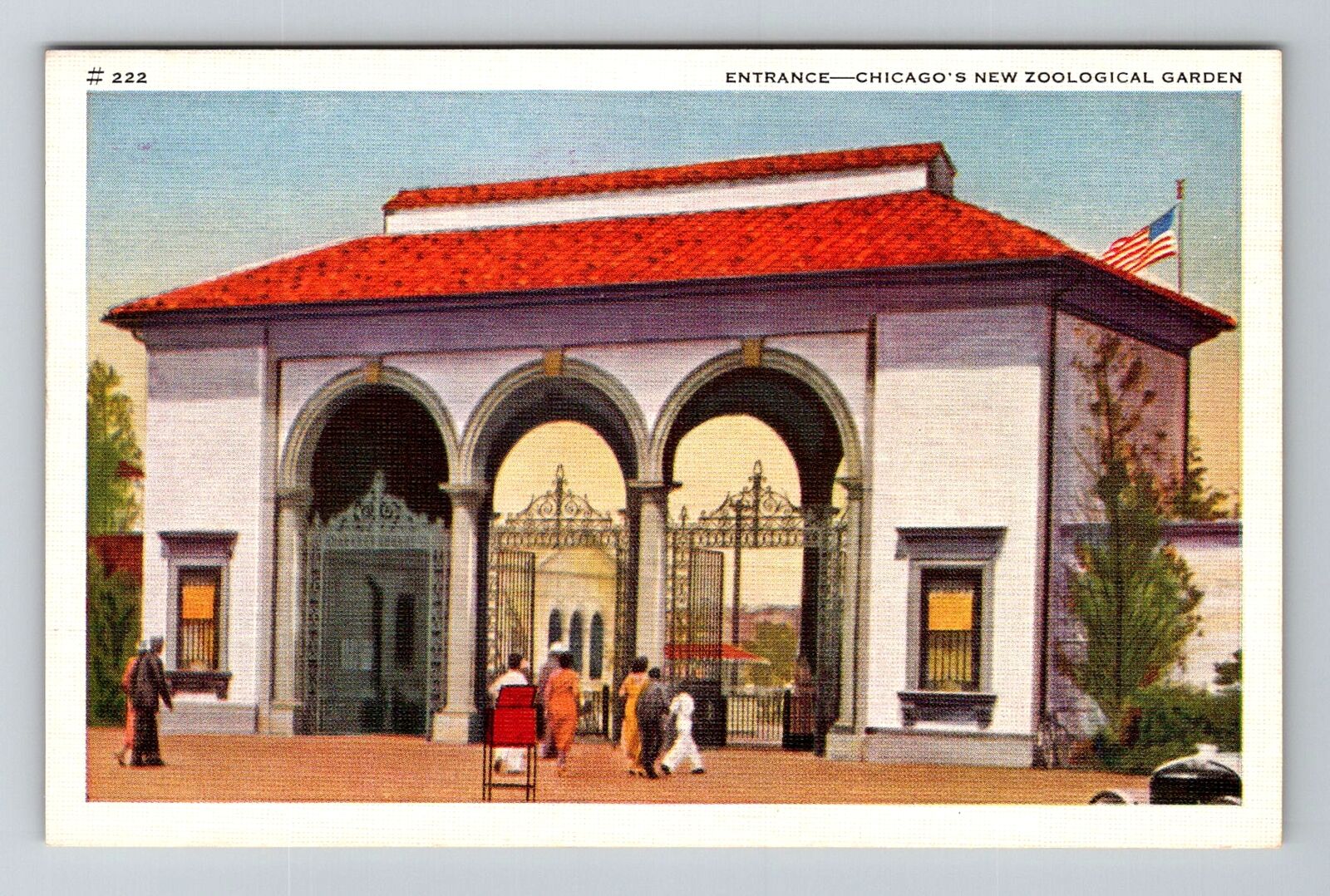 Chicago, IL-Illinois, Entrance To New Zoological Garden , Vintage Postcard