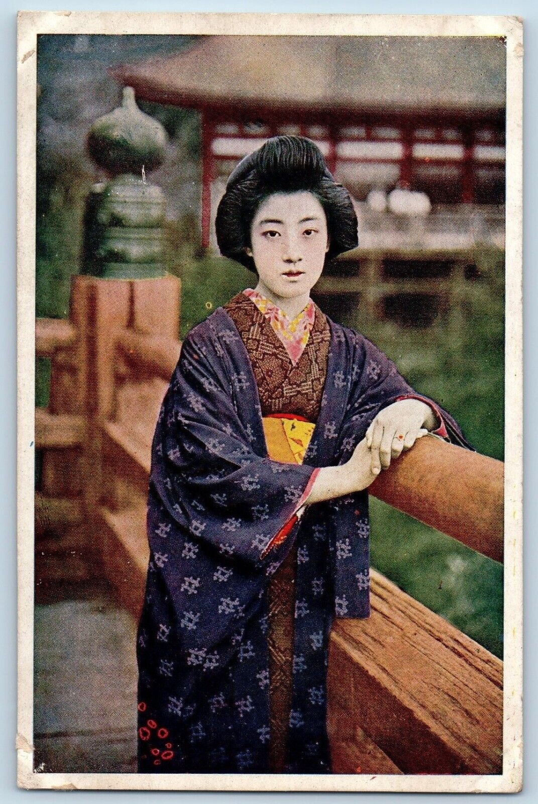 Japan Postcard Geisha Wearing Kimono Geiko Manryo c1910's Unposted Antique