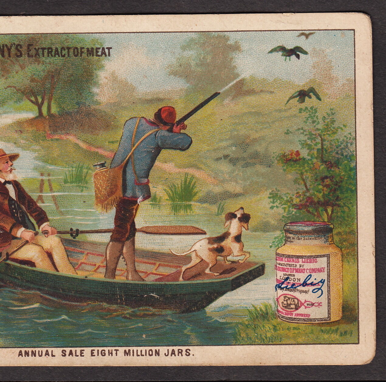 Duck Hunting Dog c 1884 Liebig S112 English Language Sportsman Hunter Trade Card