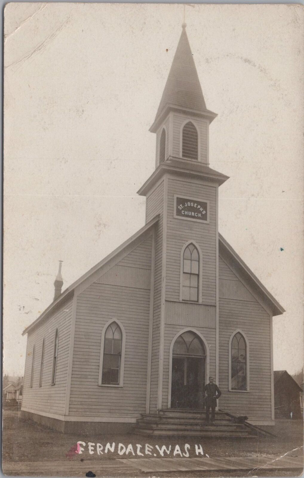 St. Joseph's Church Ferndale Washington 1911 RPPC Photo Postcard