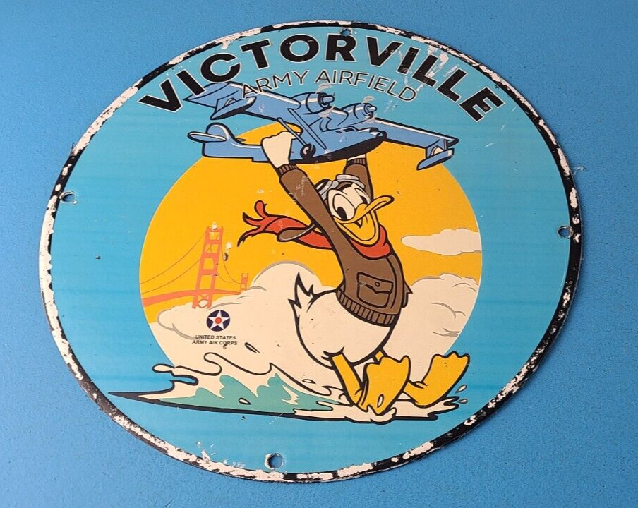 Vintage Victorville Army Airfield Sign - Military Gas Pump Service USA Sign