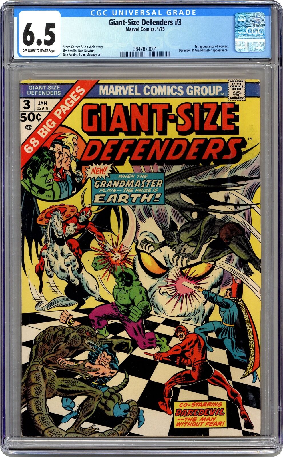 Giant Size Defenders #3 CGC 6.5 1975 3847870001 1st app. Korvac
