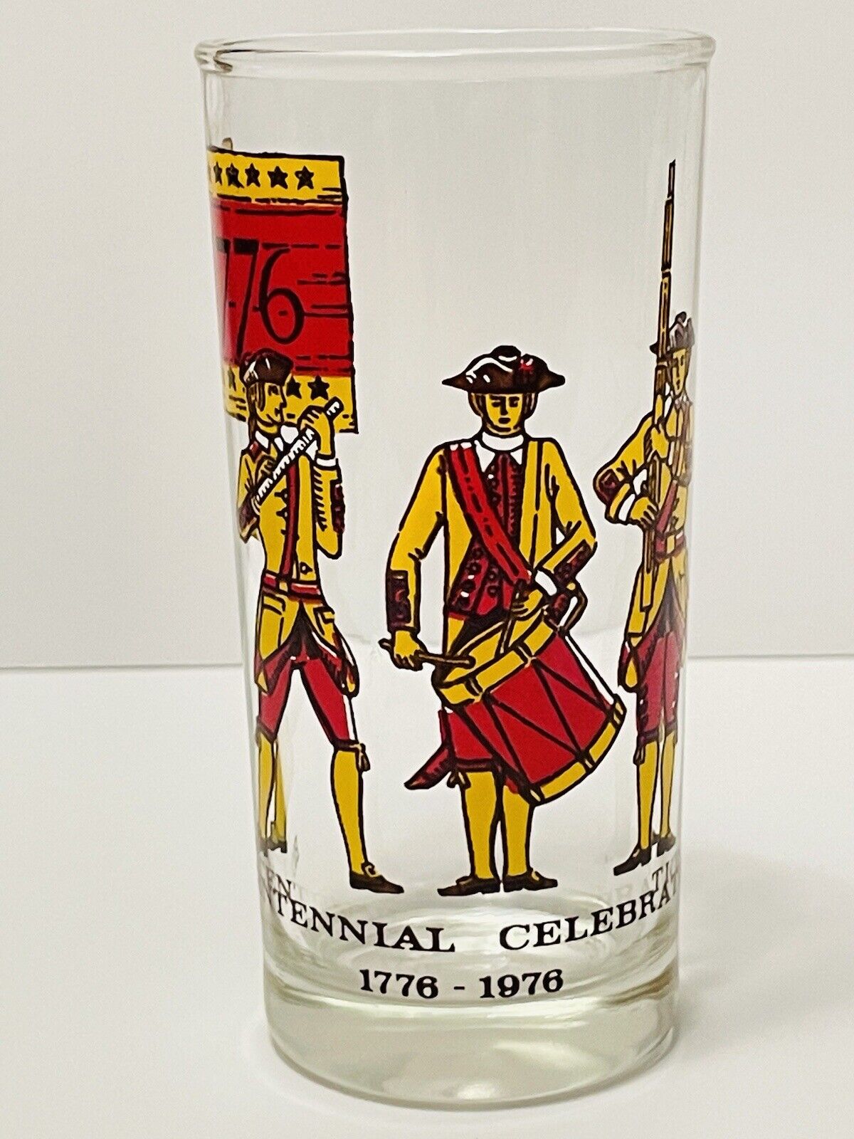Bicentennial Celebration 1776-1976 Drinking Glass 12 oz Tumbler Minutemen 6\