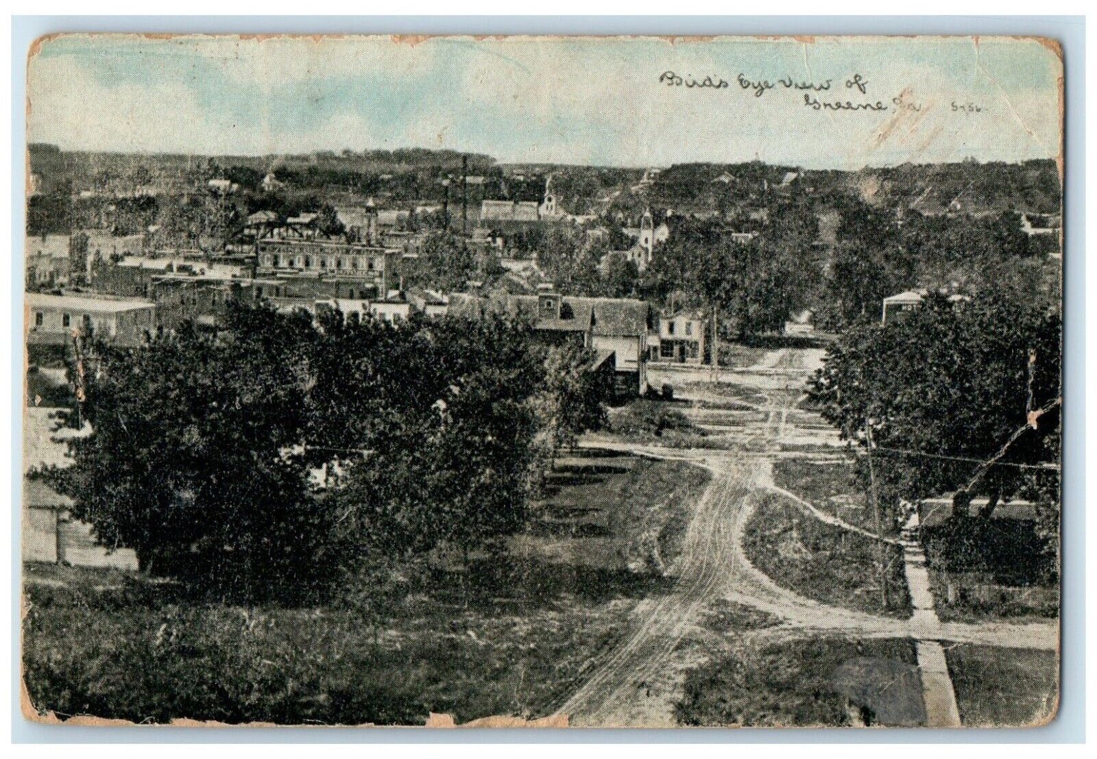 1910 Bird's Eye View Of Greene Iowa IA, Houses Dirt Road Posted Antique Postcard