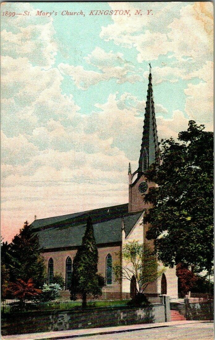 1907, ST MARY'S CHURCH. KINGSTON, NY. POSTCARD. T24