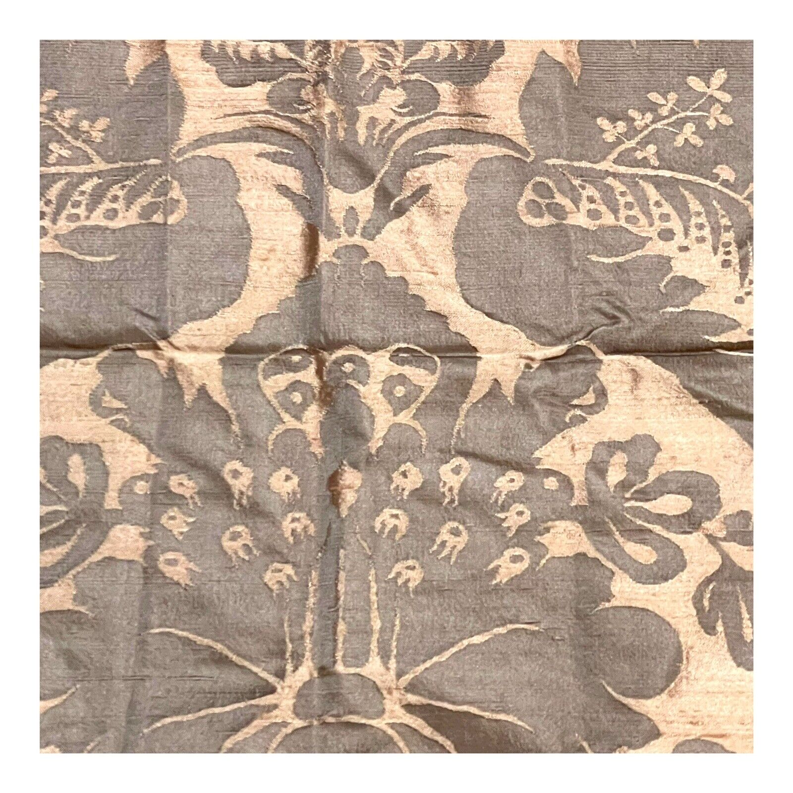 Scalamandre Jacquard Italian Floor Sample Fabric 100% Silk Brown 25X27 Vintage