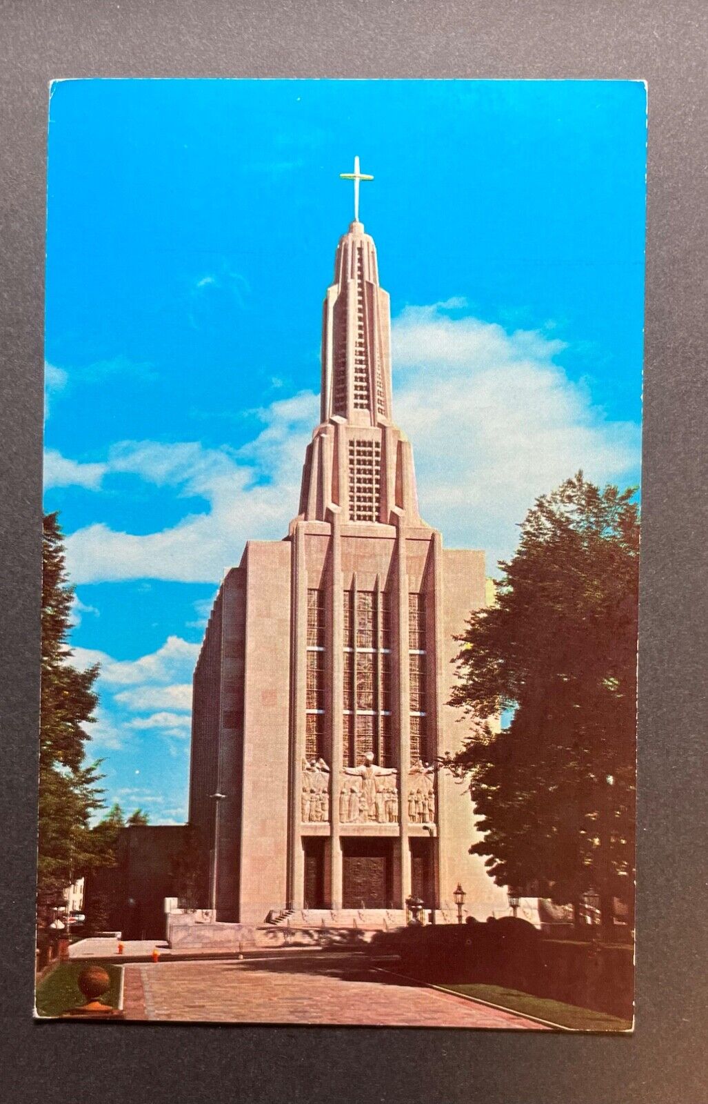 Hartford Connecticut CT Postcard St Joseph Cathedral Large Cross Above