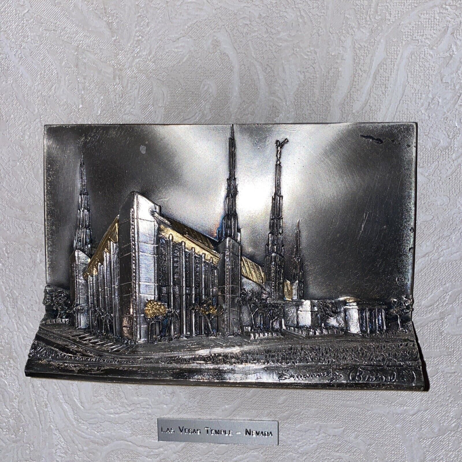 Beautiful 3D Las Vegas Temple-Nevada Matted Framed, Made In Italy