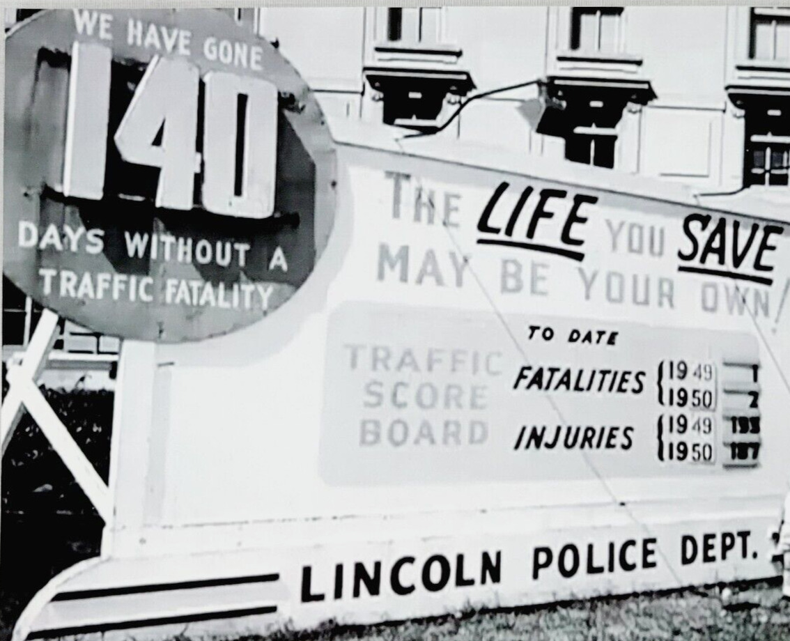 1950 Vintage Photo Lincoln Nebraska Traffic Scoreboard Lincoln Police Department
