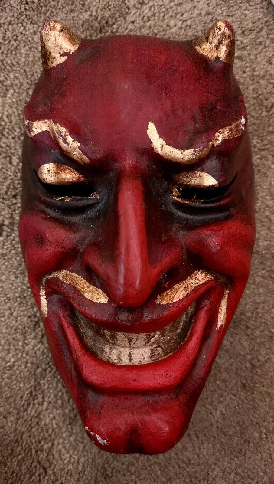 Authentic Venetian Paper Mache Mask - Venice Italy -  Red Devil