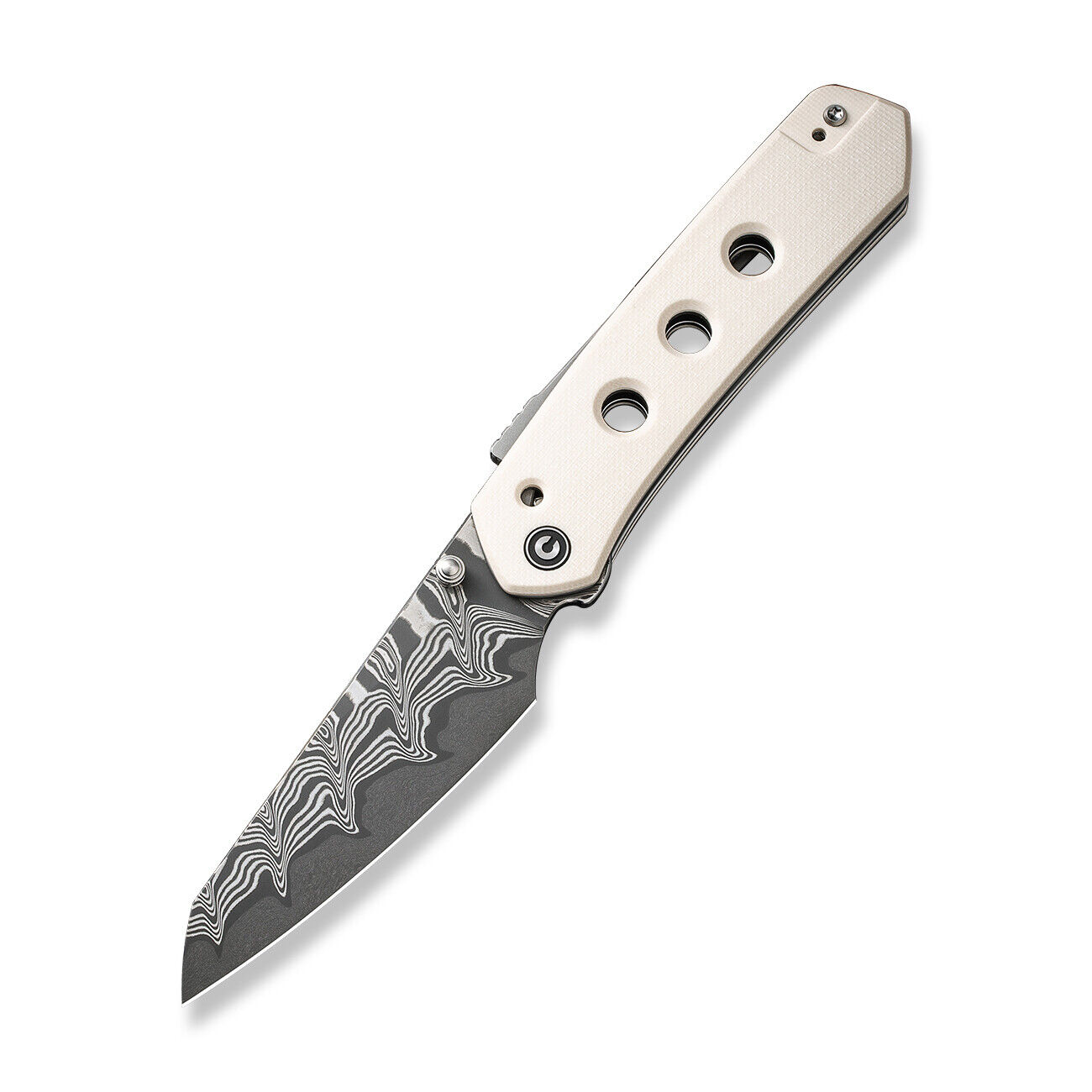 Civivi VisionFG Folding Knife White G10 Handle Damascus Reverse Tanto C22036-DS1