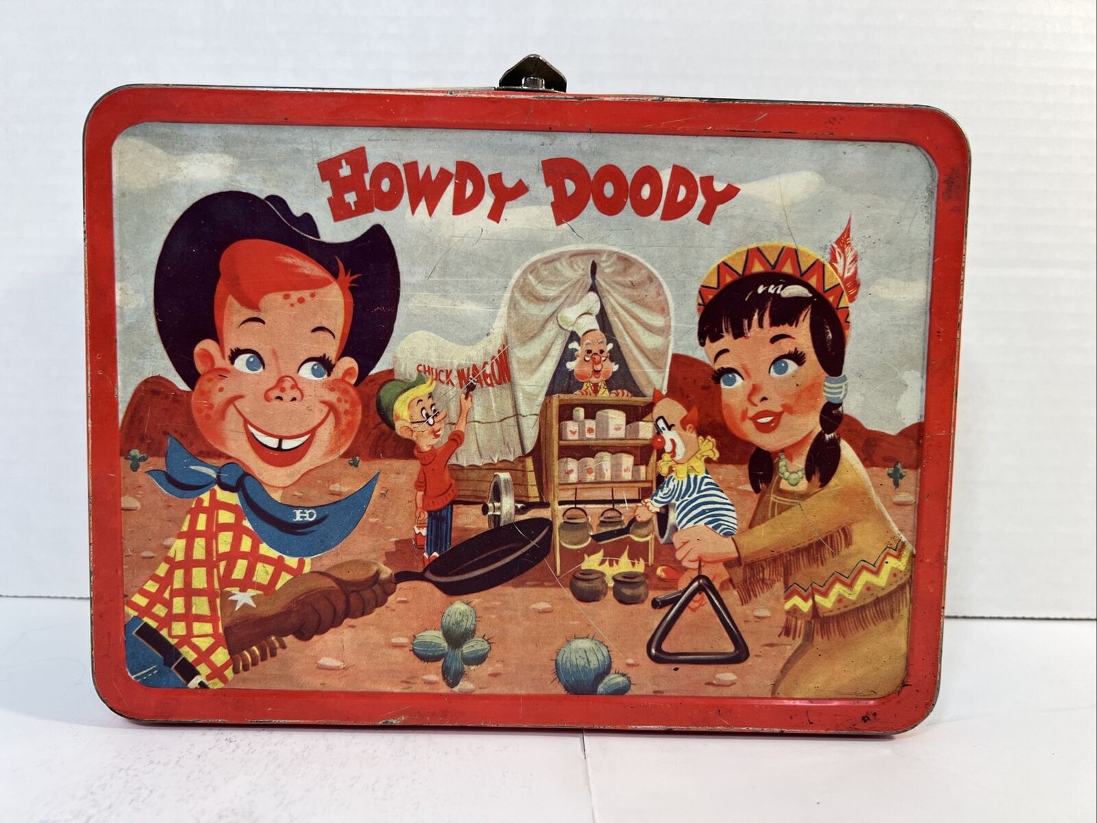 Vintage Howdy Doody Lunch Box 1954 Adco Liberty Kragen Corp Lunchbox Clean