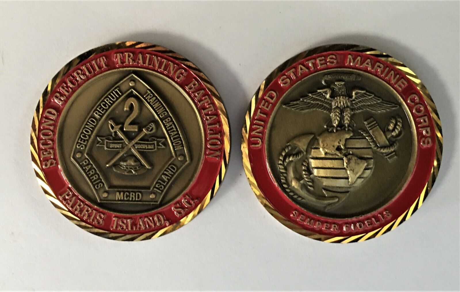 USMC Marine MCRD Parris Island 2nd Recruit Battalion Challenge Coin OOH RAH