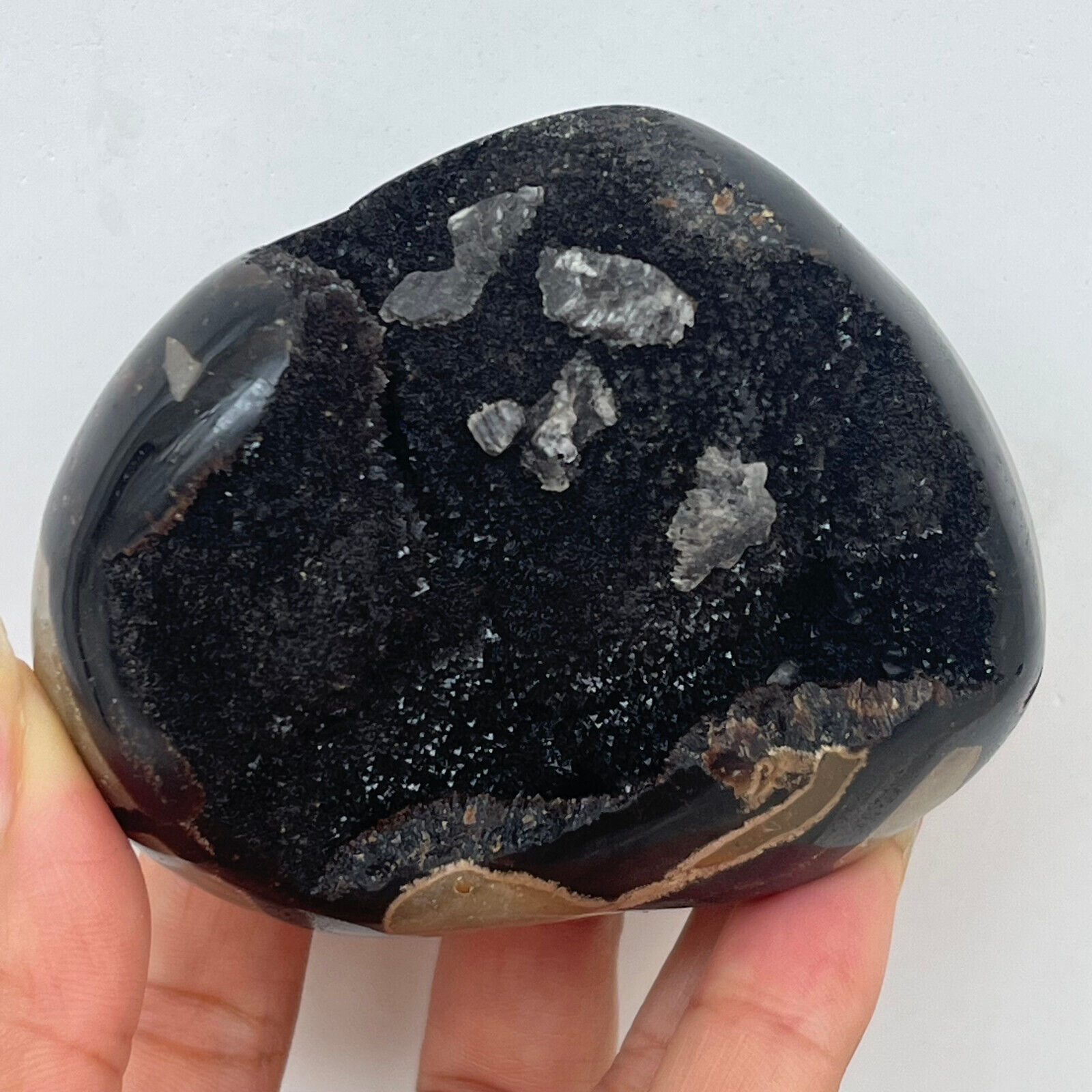324g Natural Turtle Back Stone heart Shape Dragon Crystal Crack Reiki Healing