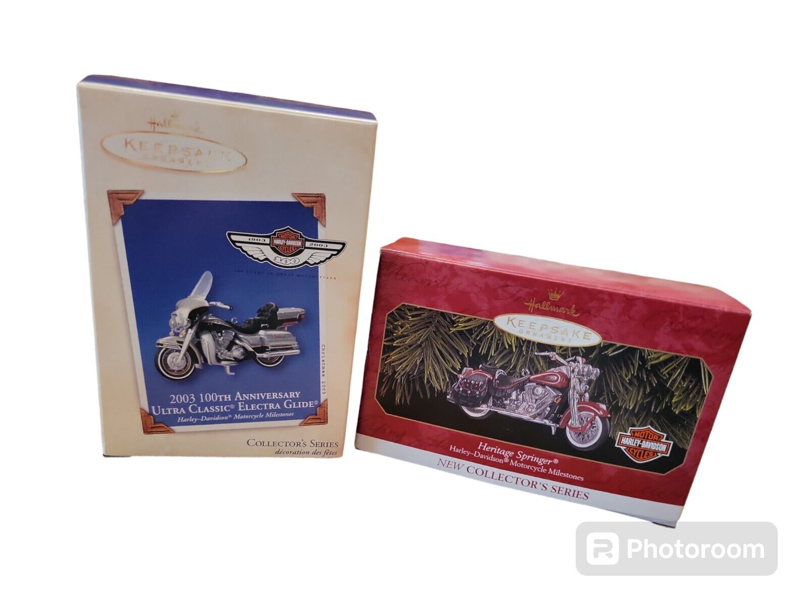 Hallmark Keepsake Ornaments Harley Davidson Motorcycle Collector's Series SET 2 