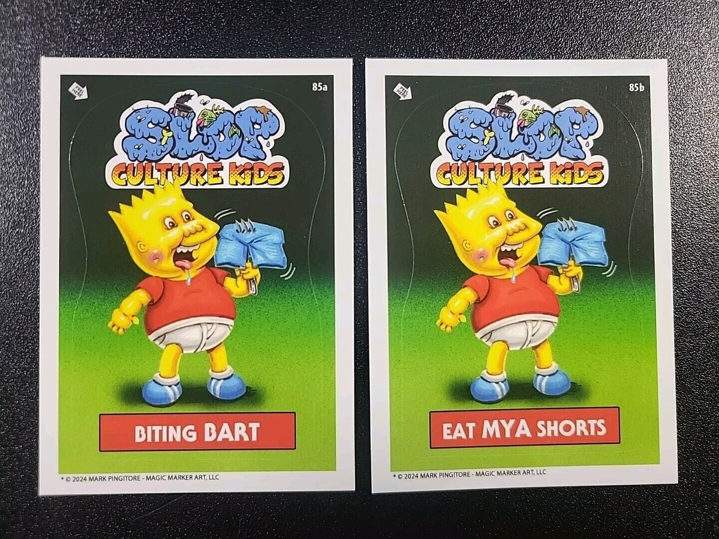 Bart Simpson The Simpson's Slop Culture Kids 2 Card Set Garbage Pail Kids Spoof