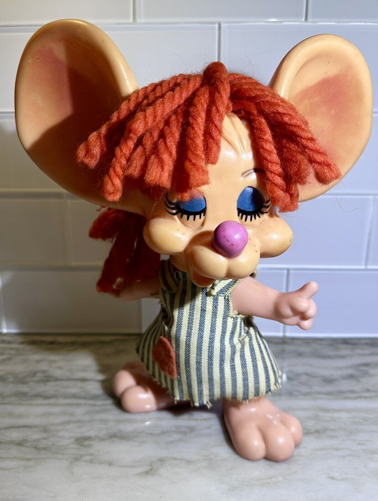 VTG 1970 Hillbilly Country Girl big eared mouse bank Roy Des Royalty STAMPED