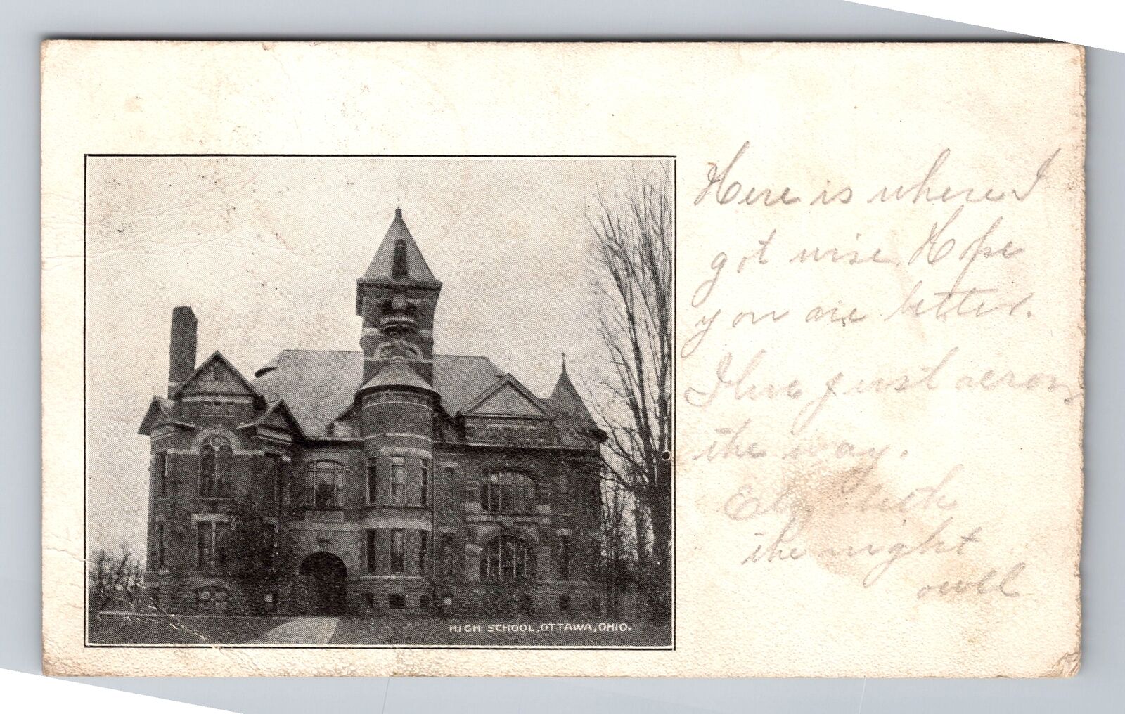 Ottawa OH-Ohio, High School, Antique, Vintage c1907 Postcard