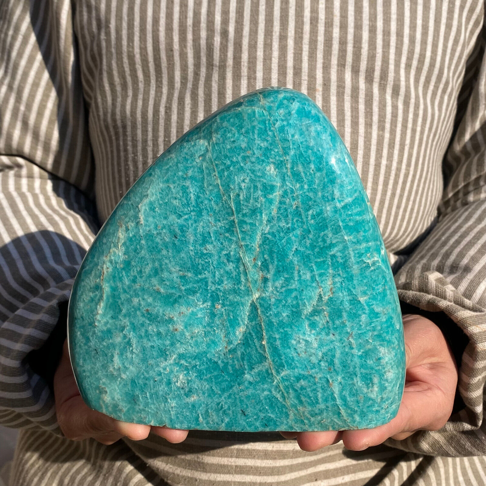 4.2lb A++Large Natural Blue Green Amazonite Crystal Healing Display Specimen