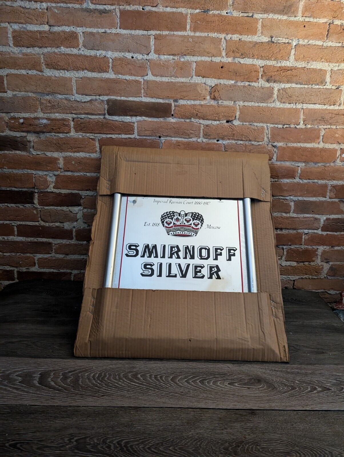 RARE SMIRNOFF SILVER PRIVATE RESERVE MIRRORED SIGN MAN CAVE BAR SIGN COLLECTION
