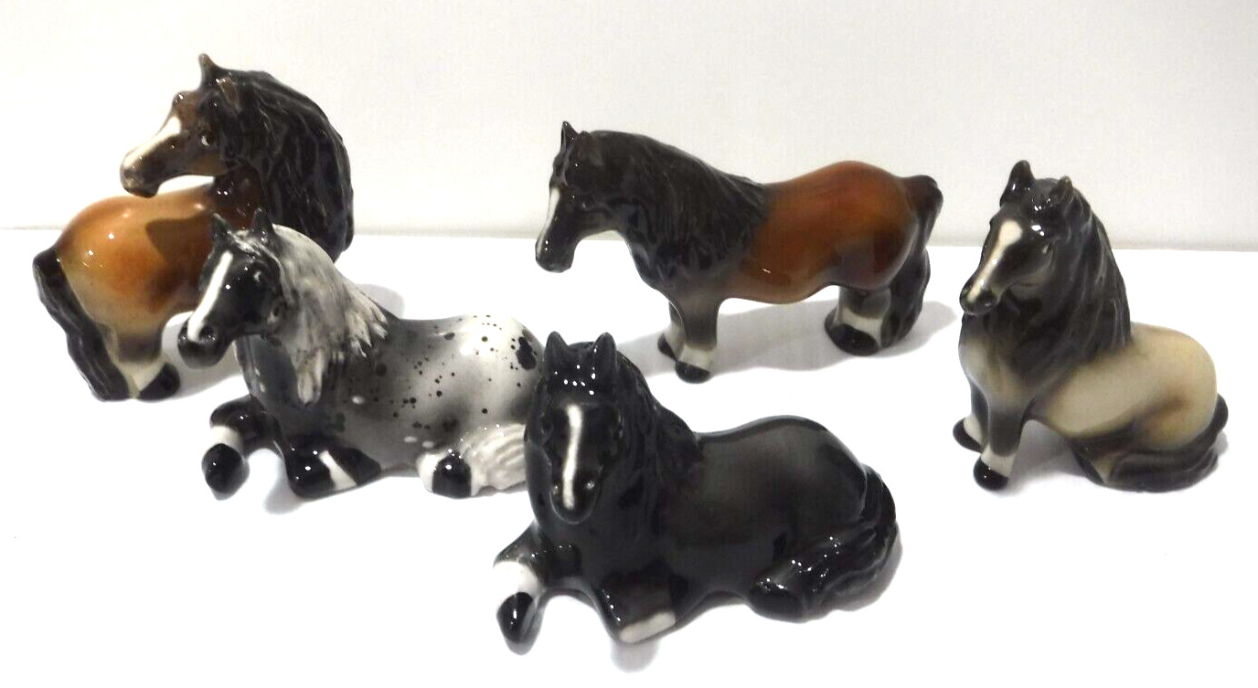 Cheval Figurines Herd of 5 Model  Miniature Pony  Handcrafted Ponies 4 In.X 3In.