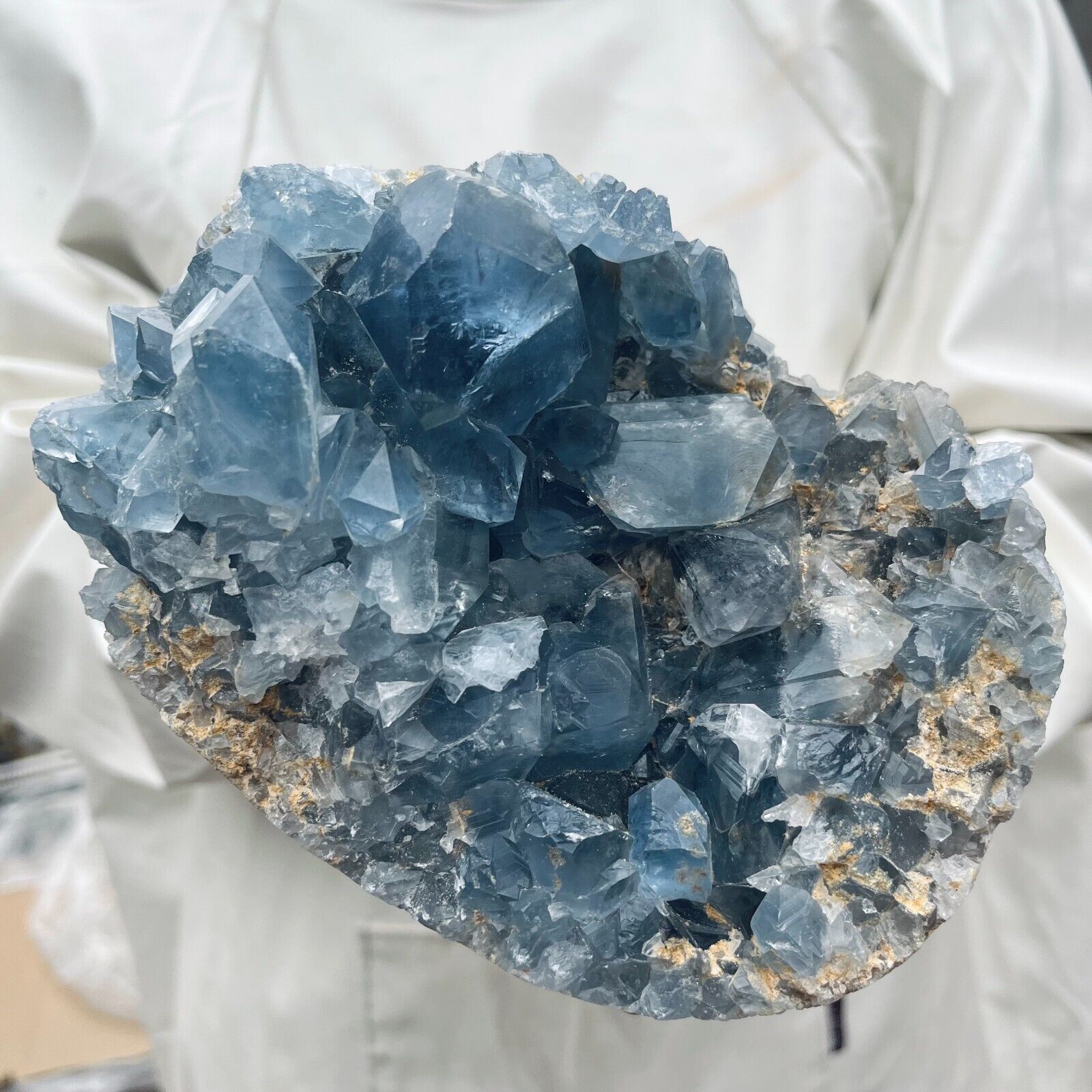 5.5lb Natural Blue Celestite Cluster Geode From Sankoany, Madagascar