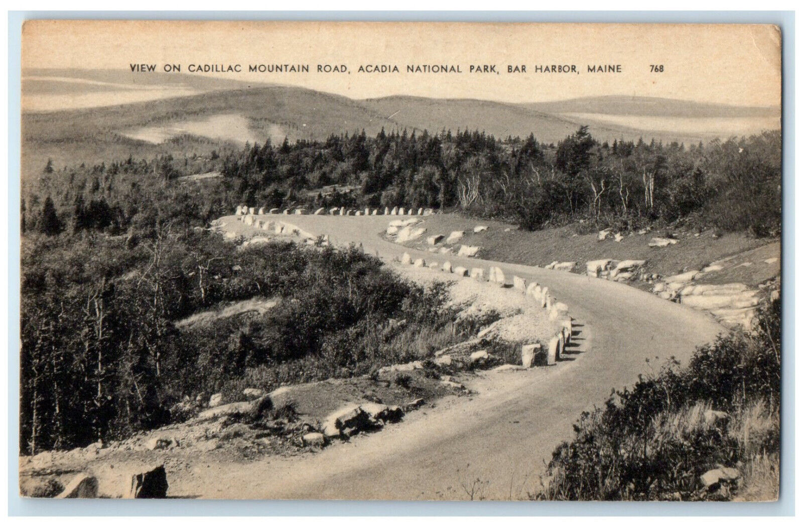 c1910 View on Cadillac Mountain Road Acadia National Park Bar Harbor ME Postcard