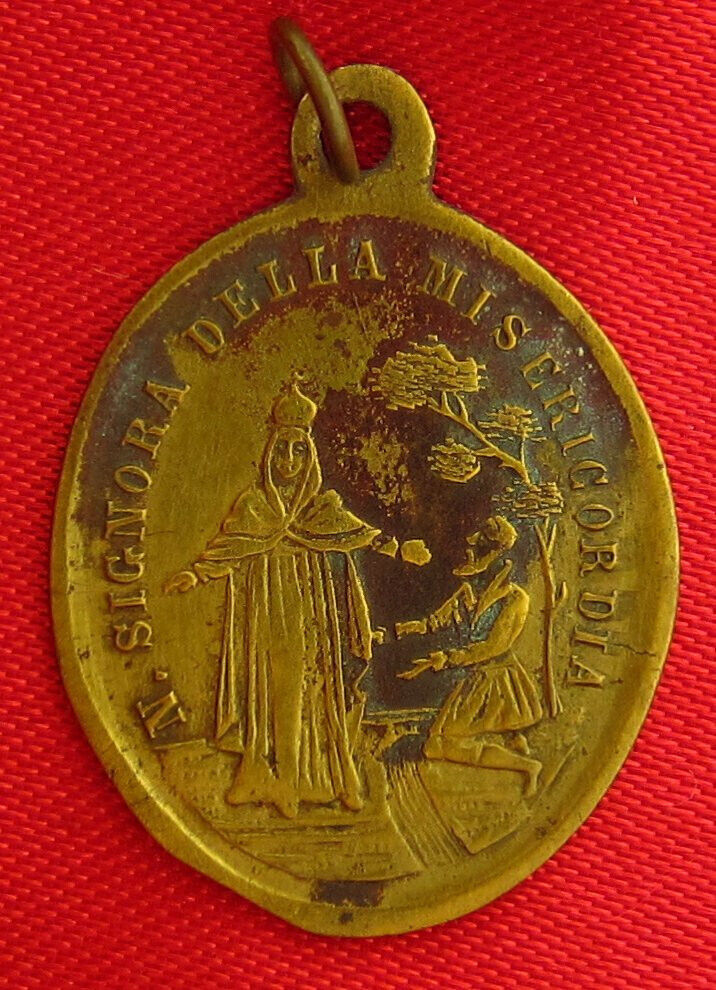 Antique MARY OUR LADY OF MERCY Medal SAINT JOSEPH Medal SAVONA ITALY Apparition
