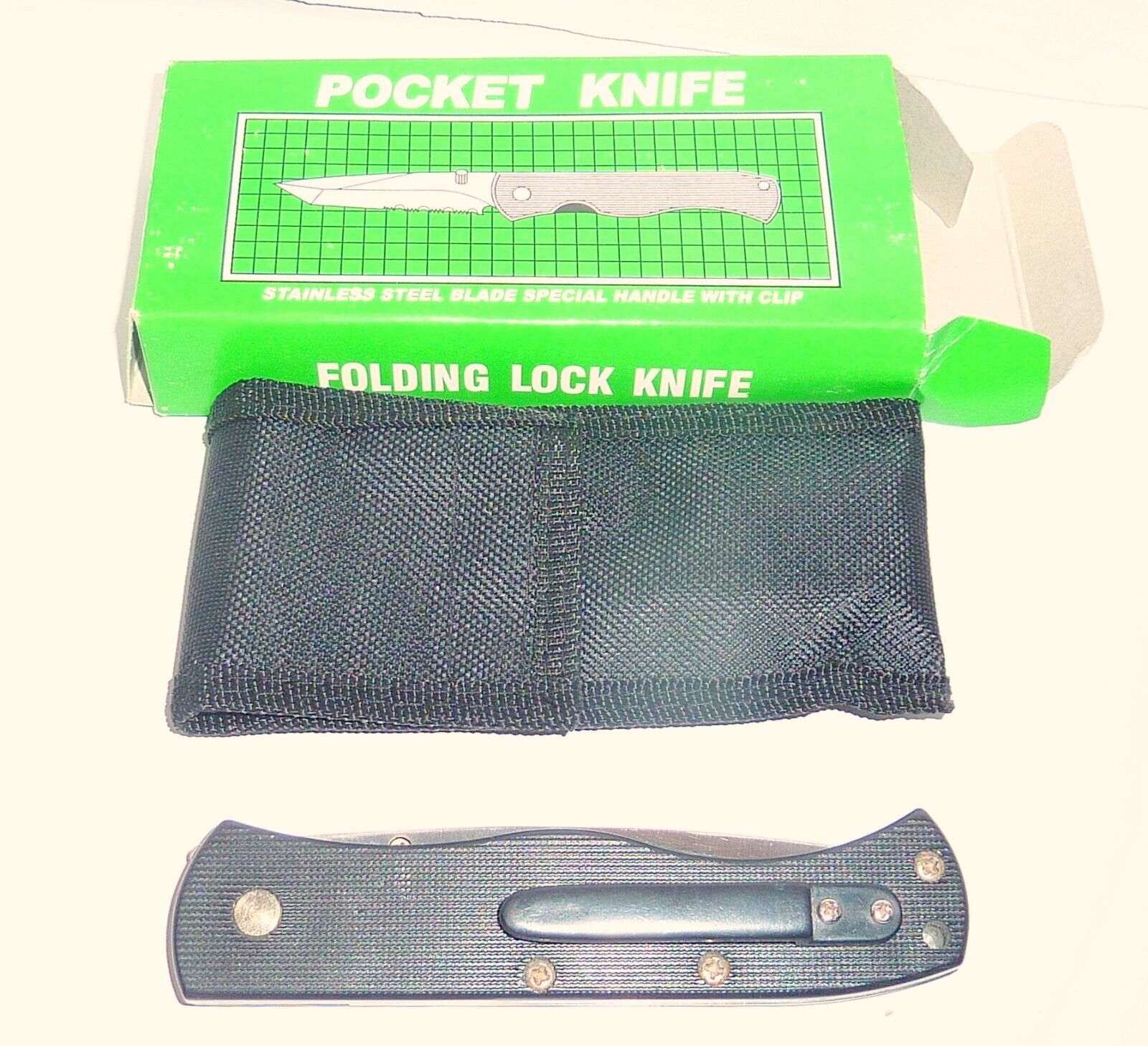 FROST FLYING FALCON  POCKET KNIFE WITH LOCKING BLADE BOX & NYLON CASE CPICS