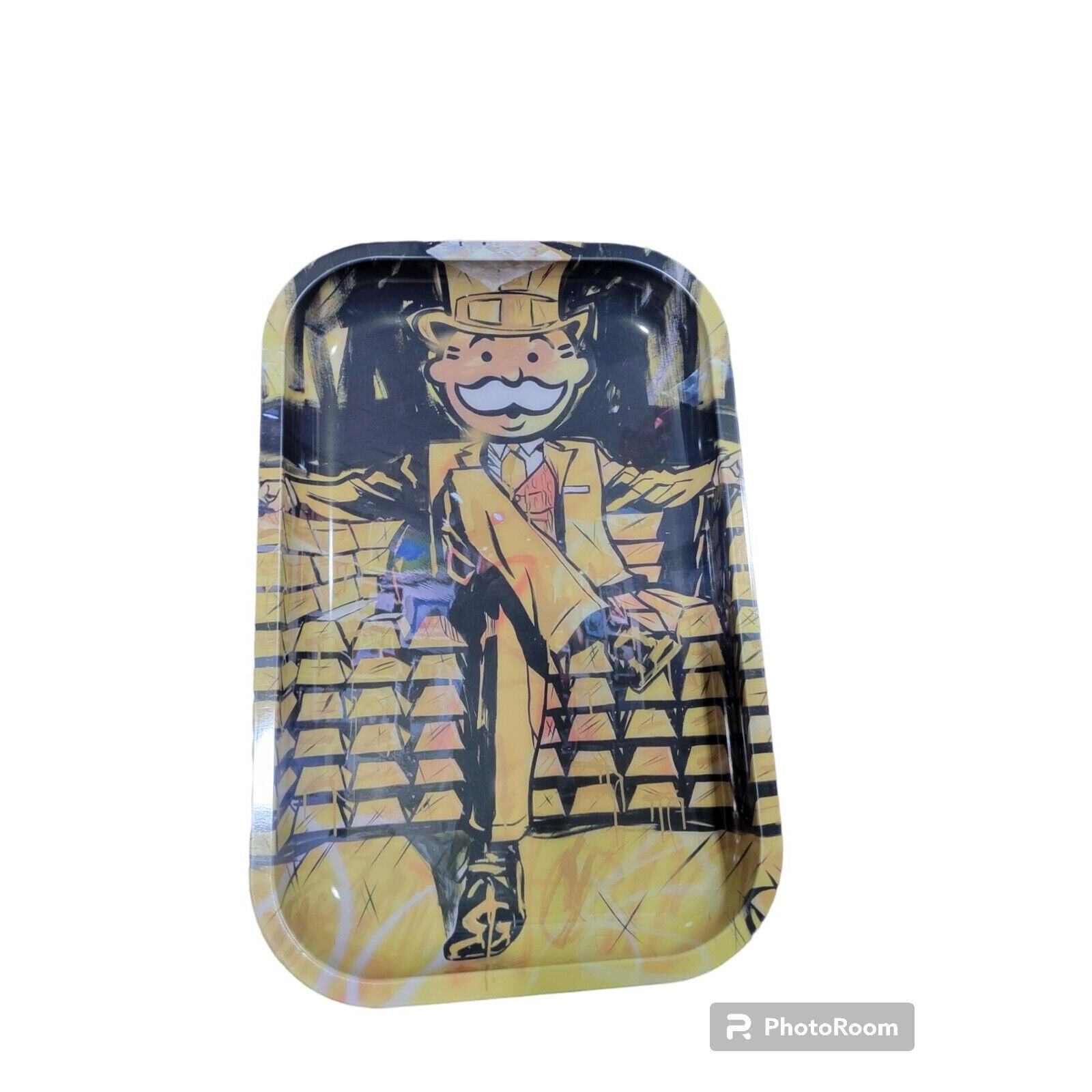 RAW Gold Monopoly Man Rolling Tray Durable, Custom, , Tin, Metal