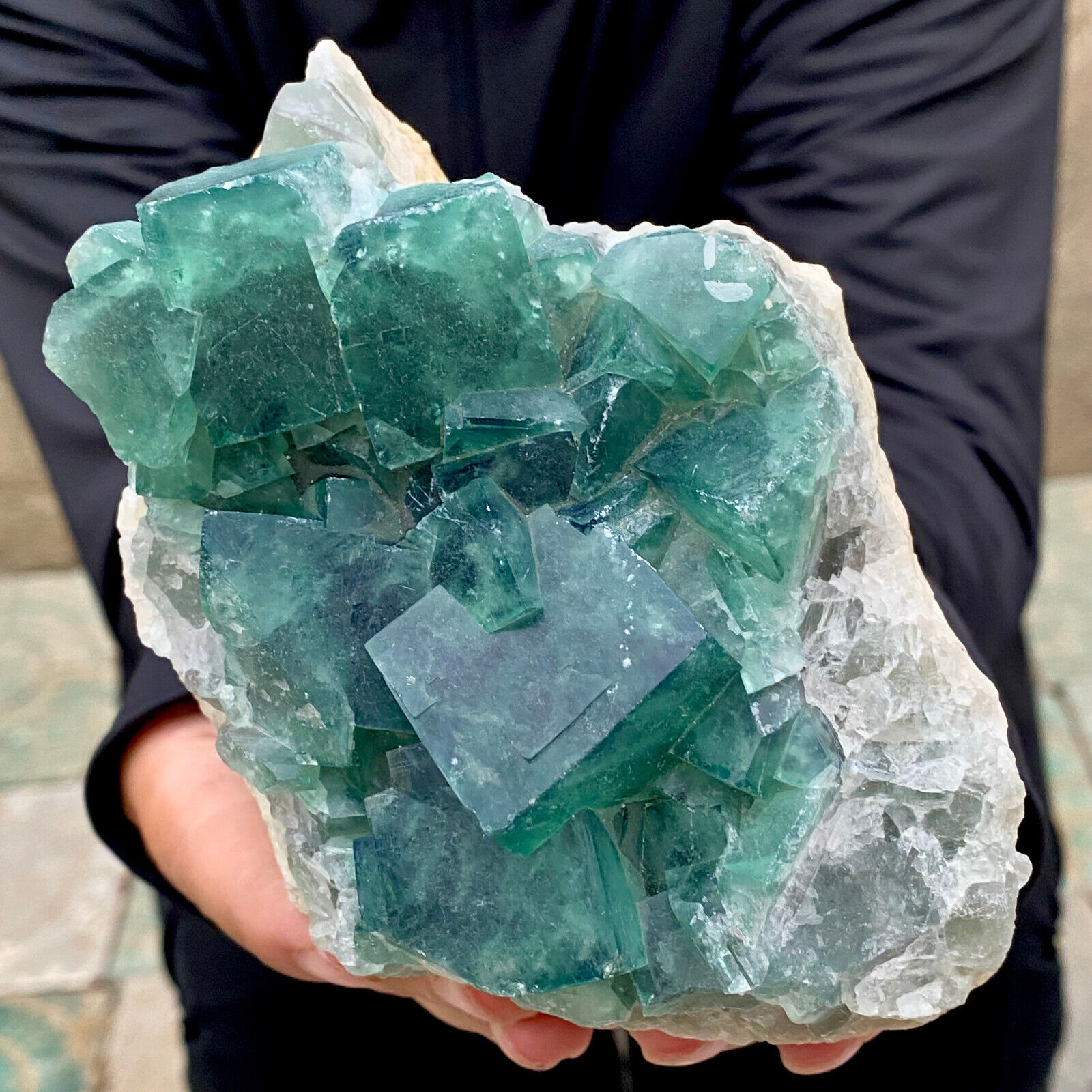2.6LB  natural super beautiful green fluorite crystal ore standard sample