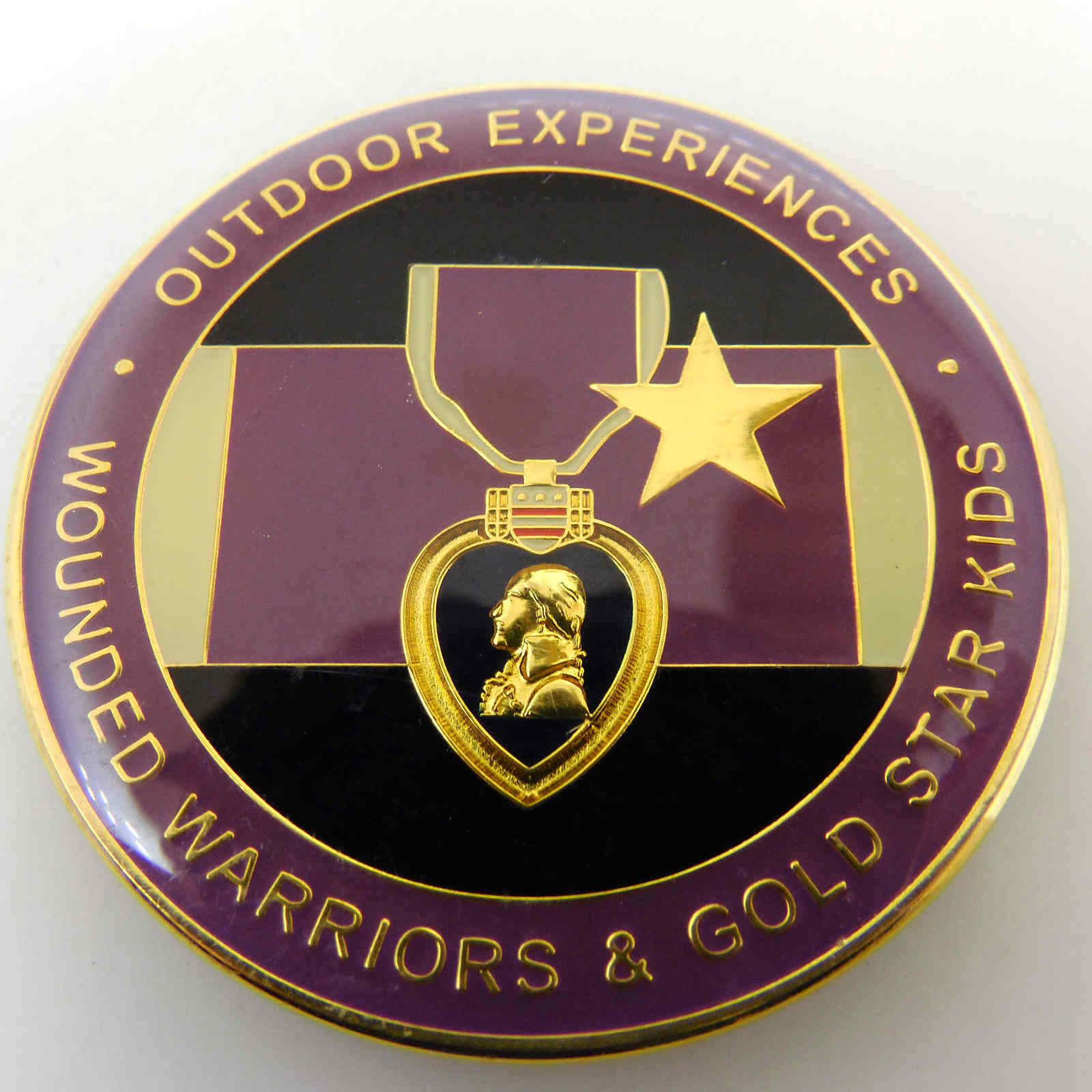 OUTDOOR EXPERIENCES WOUNDED WARRIORS GOLD STAR KIDS CHALLENGE COIN