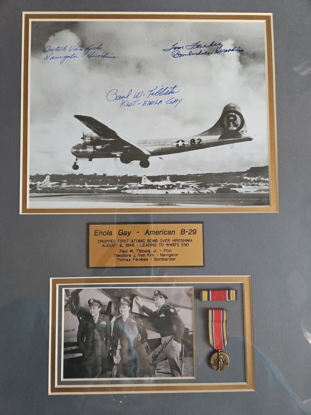 WW2 B-29 Enola Gay Crew Signed by Pilot Paul Tibbets,  Kirk, Ferebee Photographs
