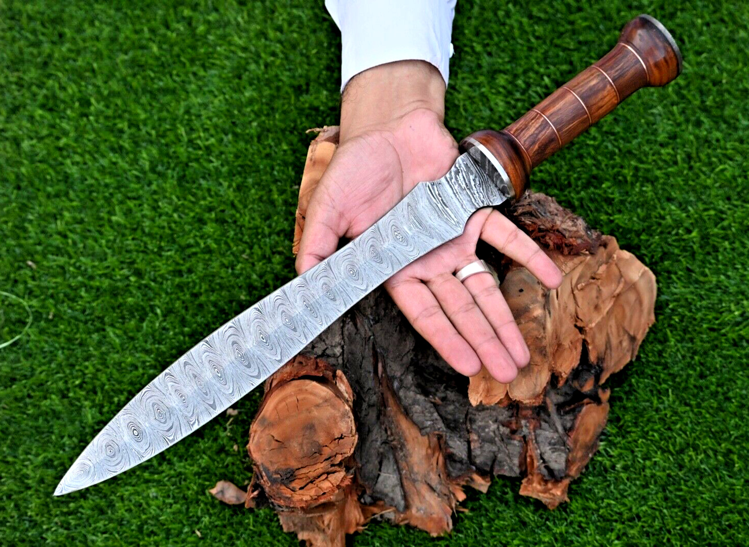Roman Gladius SWORD Hand Forged Damascus Steel Double Edge gladiator Sword 735