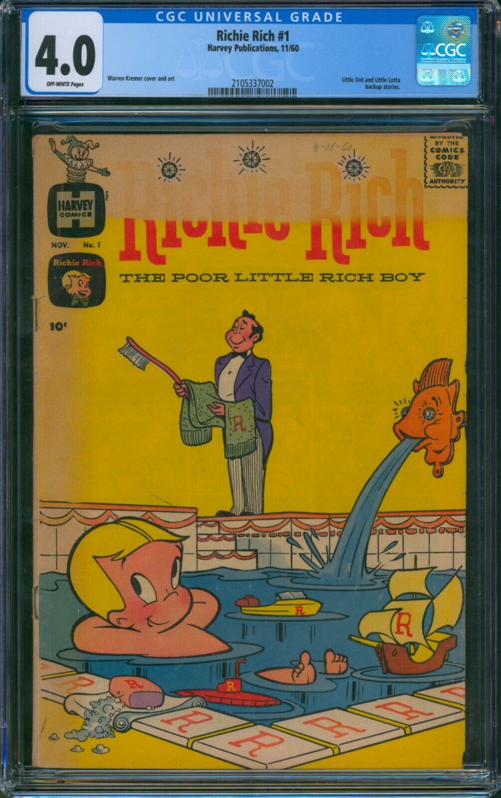 Richie Rich #1 (1960) ⭐ CGC 4.0 ⭐ 1st Issue Little Dot & Little Lotta Harvey