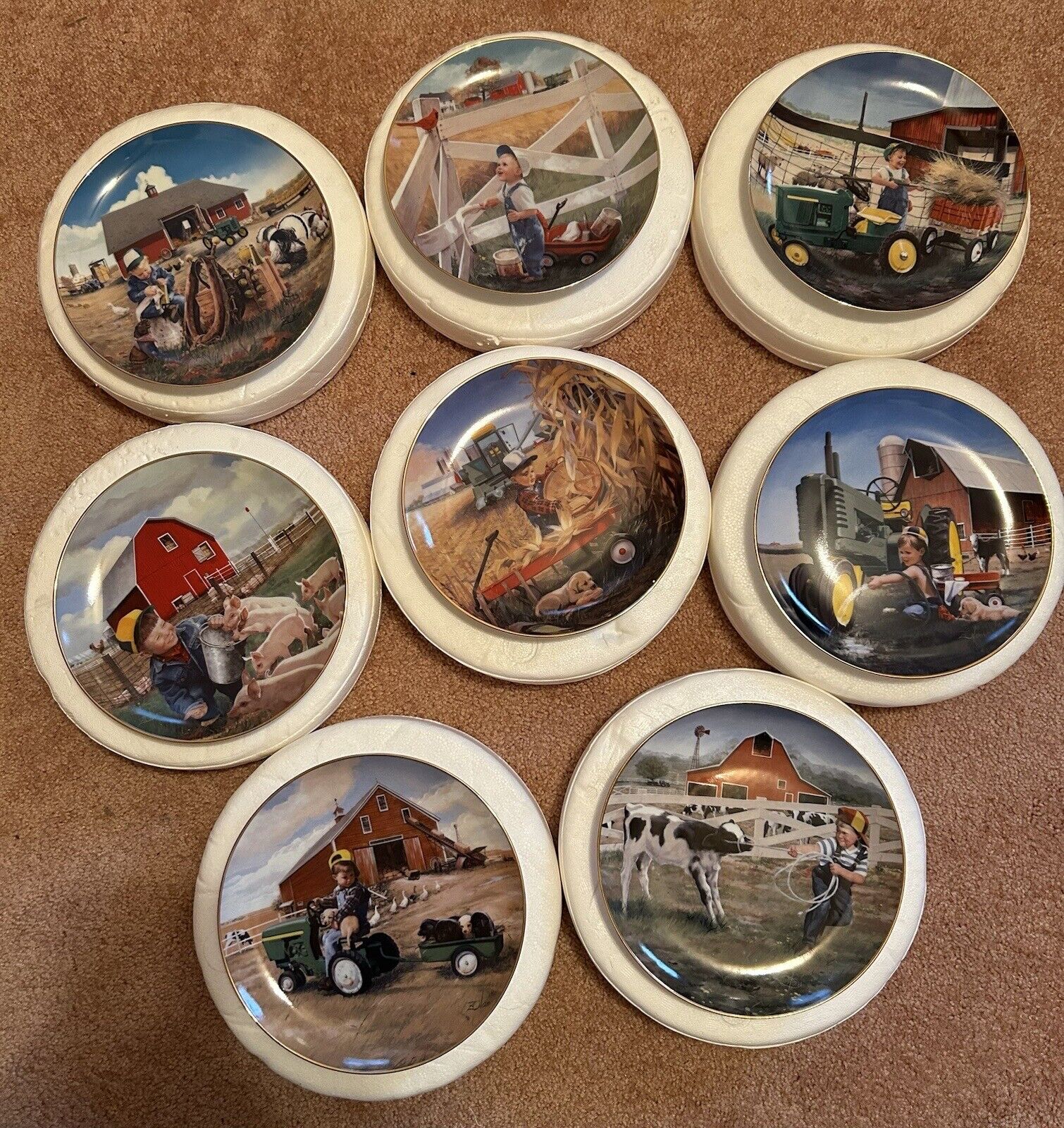 Little Farmhands, limited edition plates, by Donald Zolan (complete set of 8)