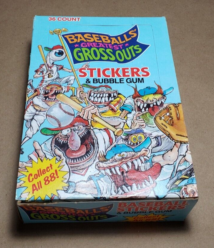 1988 Leaf Baseball Greatest Grossouts Monster Stickers Box 36 Sealed Wax Packs