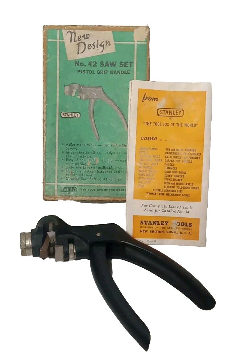 Vintage Stanley No.42 Pistol Grip Saw Set Original Box