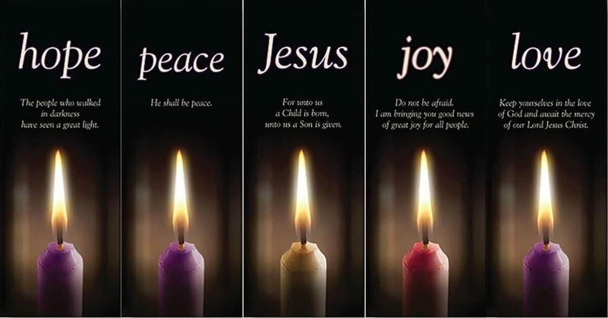 Hope Peace Joy Love and Jesus Advent Banner Set of 5 with X-Stands, 63 Inch