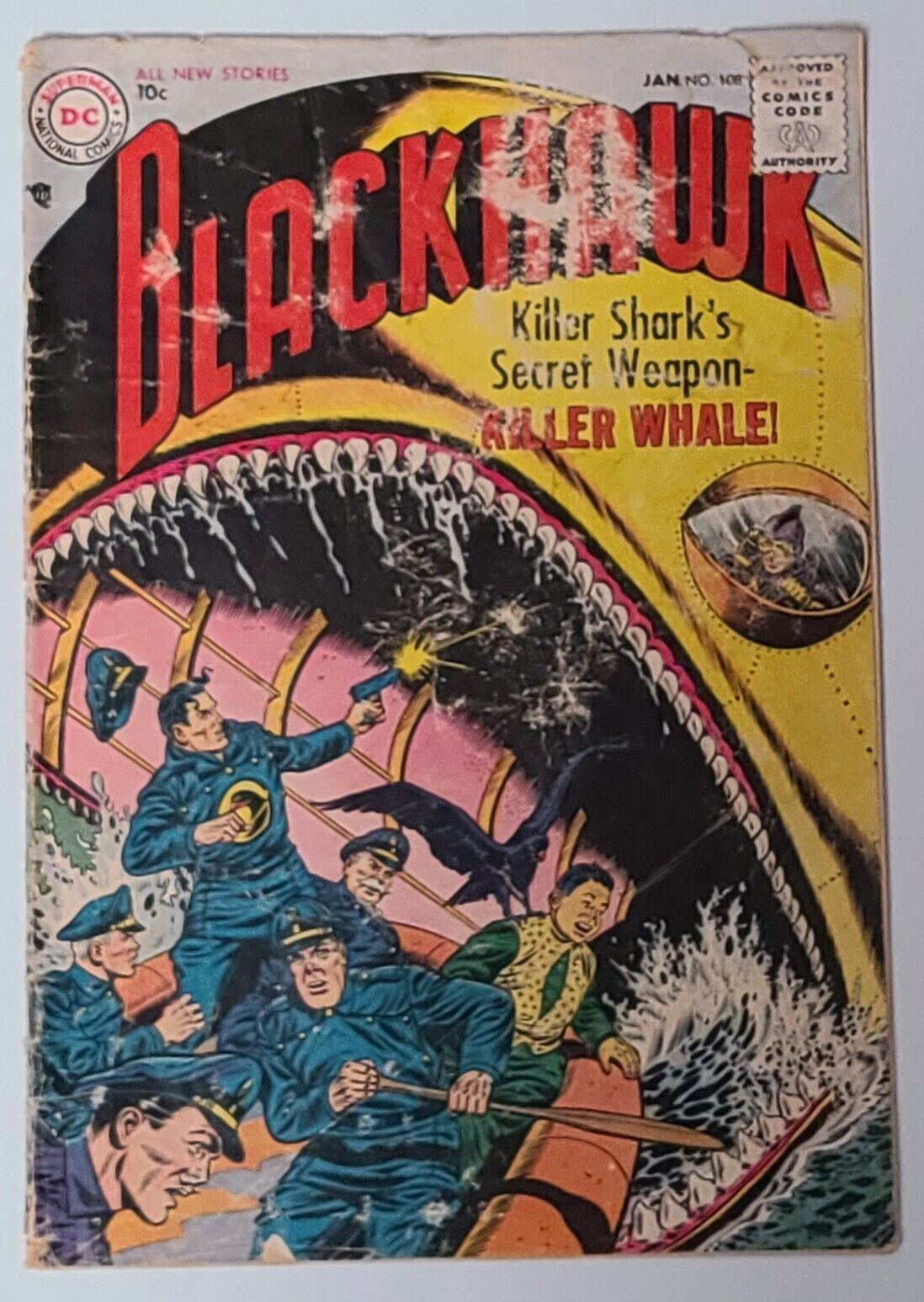 BLACKHAWK #108 (DC 1957) SILVER AGE EST~G-(1.8) 1ST DC ISSUE “KILLER SHARK