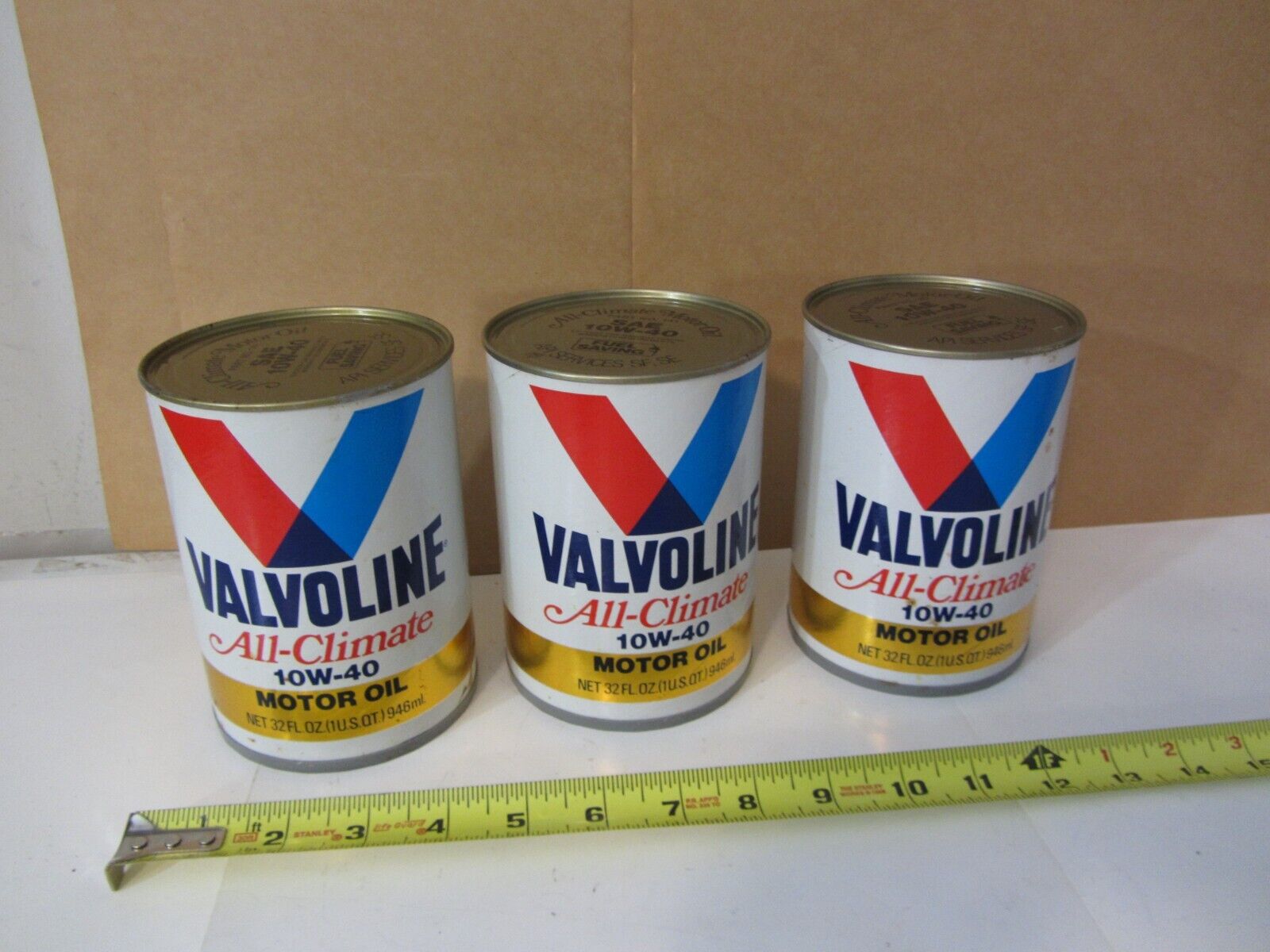 Vintage Valvoline All-Climate 10W-40 motor oil PART No. 141 (LOT OF 3 CANS)