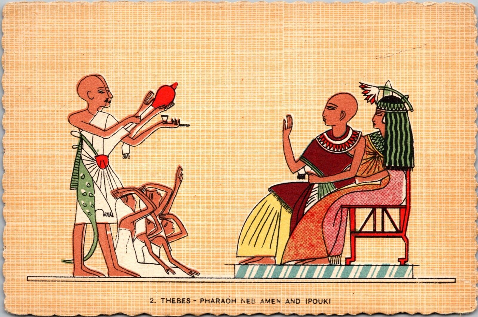 Vtg Egyptian Postcard Thebes Pharoah Neb Amen Ipouki