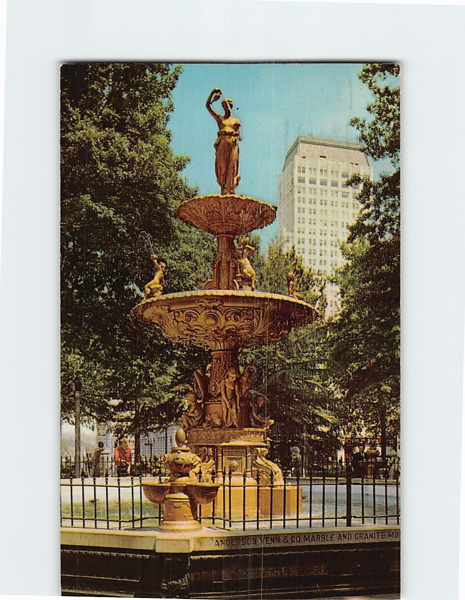 Postcard Fountain of Hebe Court Square Sterick Building Memphis Tennessee USA