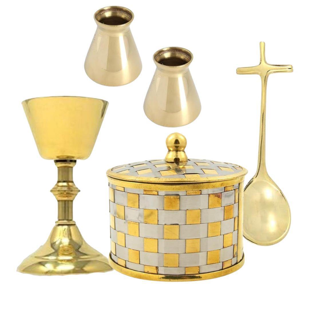 Miniature Polished Brass Chalice and Pyx DIY Mass Kit For Church or Sick Call